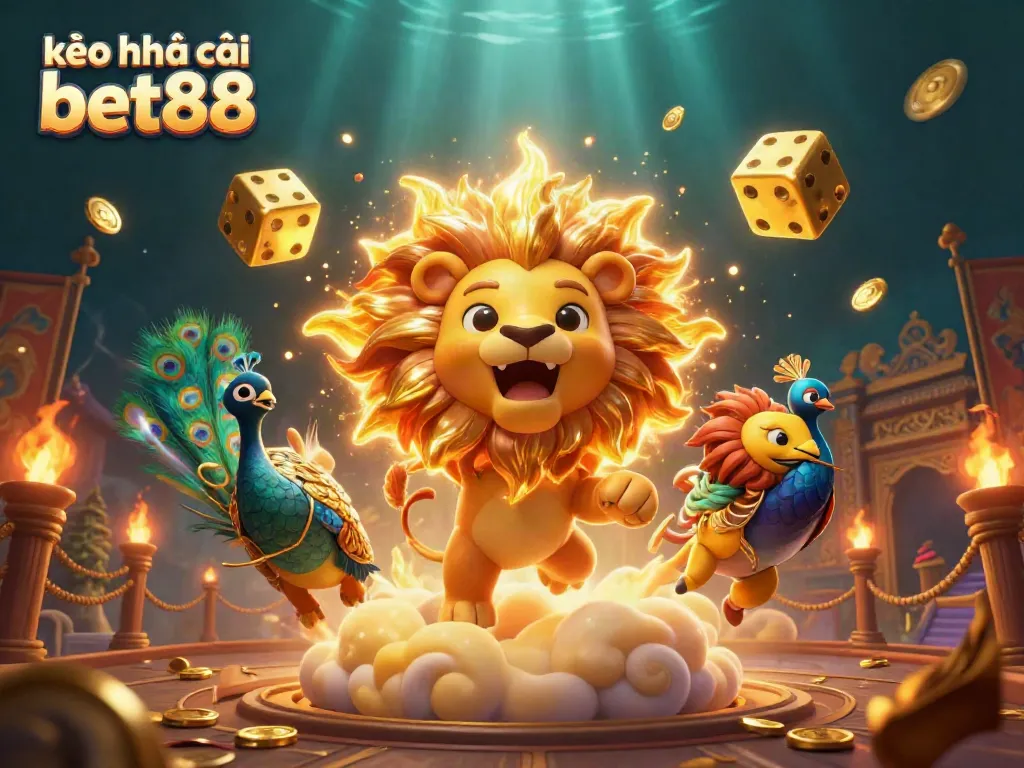 Engage with the Kèo Nhà Cái Bet88 experience featuring vibrant 3D characters and rich casino elements.