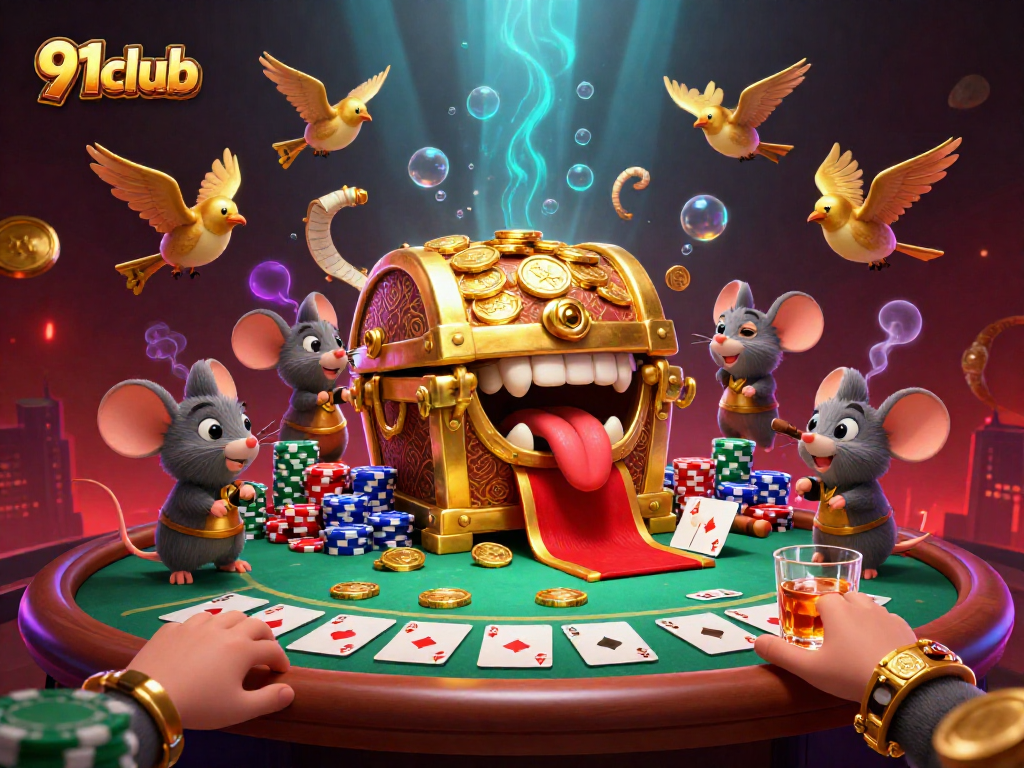 Experience vibrant 91club excitement with adventurous characters, rich colors, and casino elements.