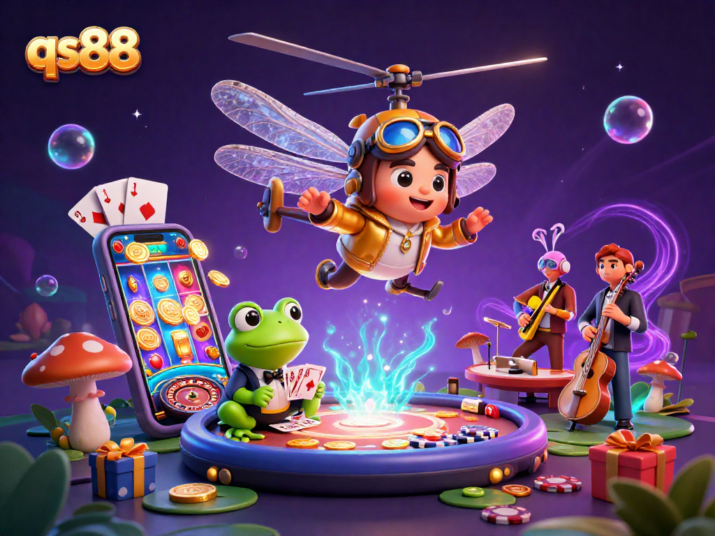 Experience thrilling gameplay at qs88 with the frog croupier dealing cards in a captivating casino scene.