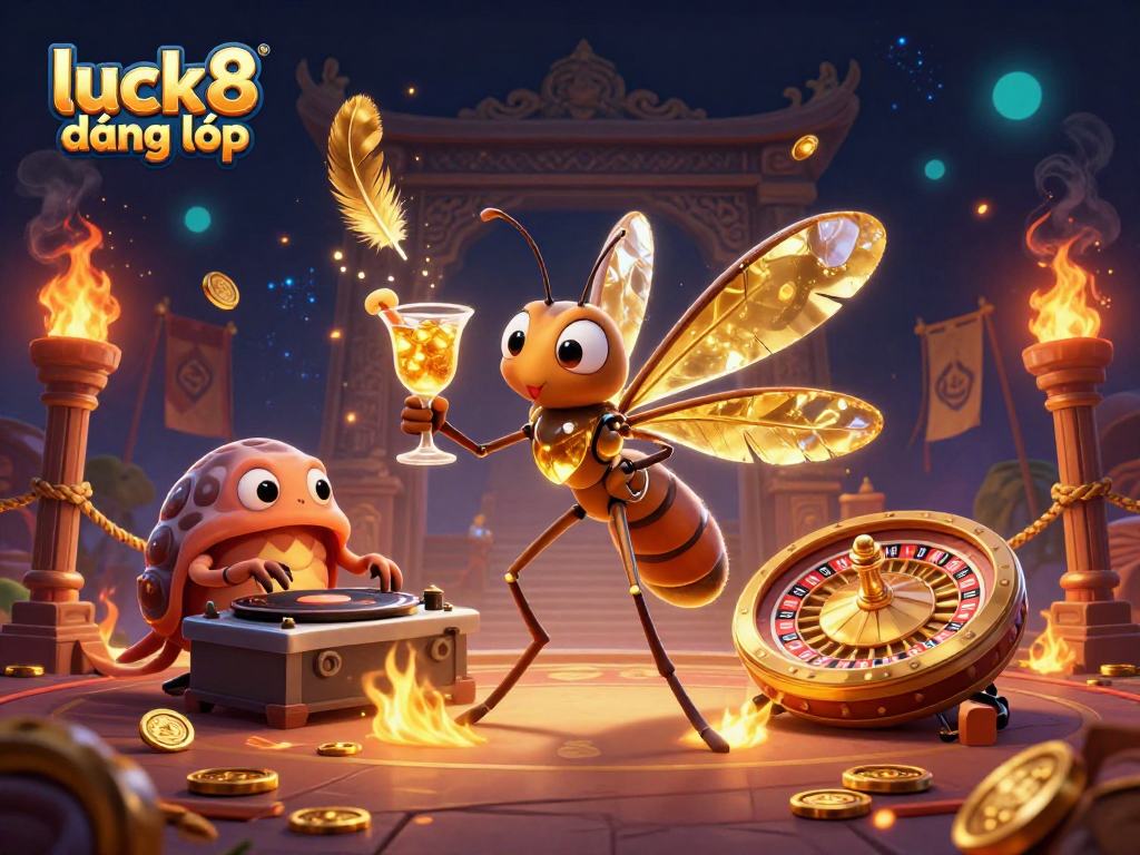 Engage with luck8 đăng nhập while enjoying a vibrant 3D casino scene featuring unique characters.