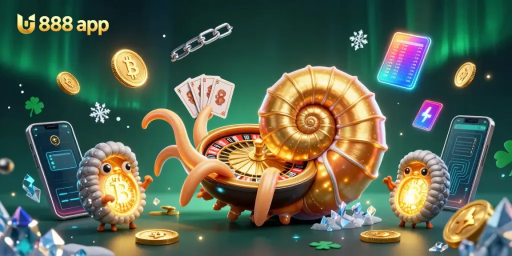 Engage with the vibrant u888 app through exciting casino action featuring a giant nautilus and golden games.