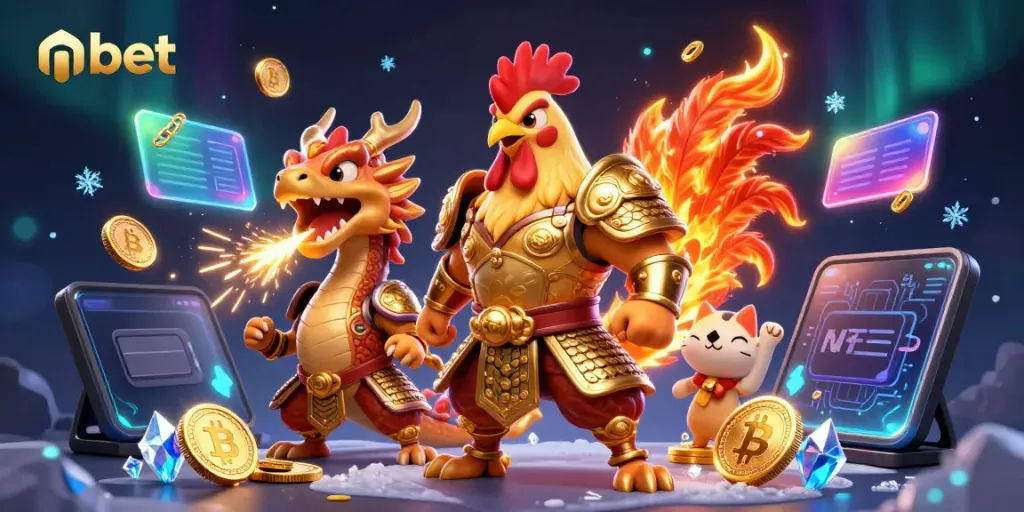 Experience thrilling gaming action for nbet fans with vibrant casino characters and crypto elements.