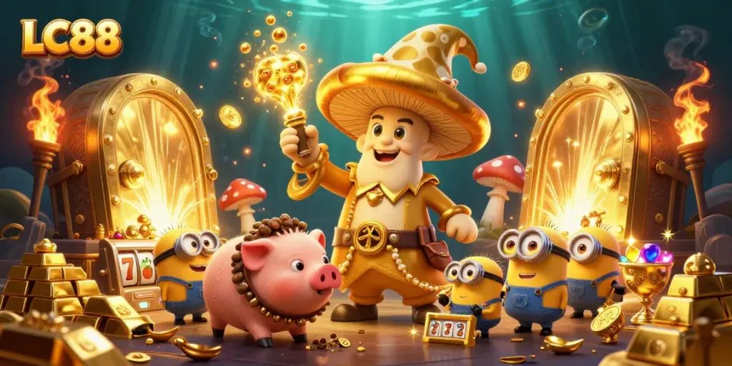 Engage with LC88's vibrant casino universe featuring gems and golden treasures.