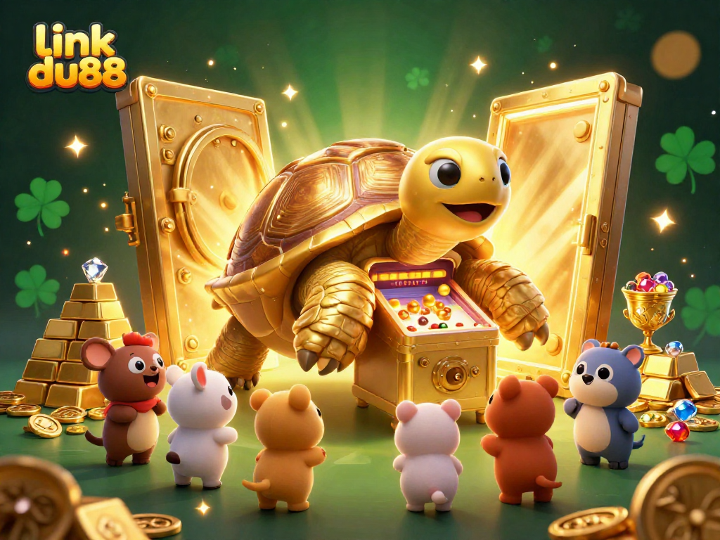 Experience thrilling gameplay at link du88 with a vibrant casino illustration full of treasures.