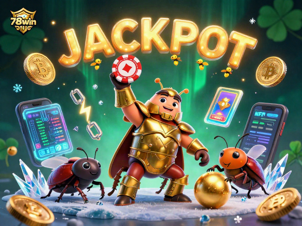 Experience the thrill of 78win's jackpot with vibrant casino characters celebrating victory!