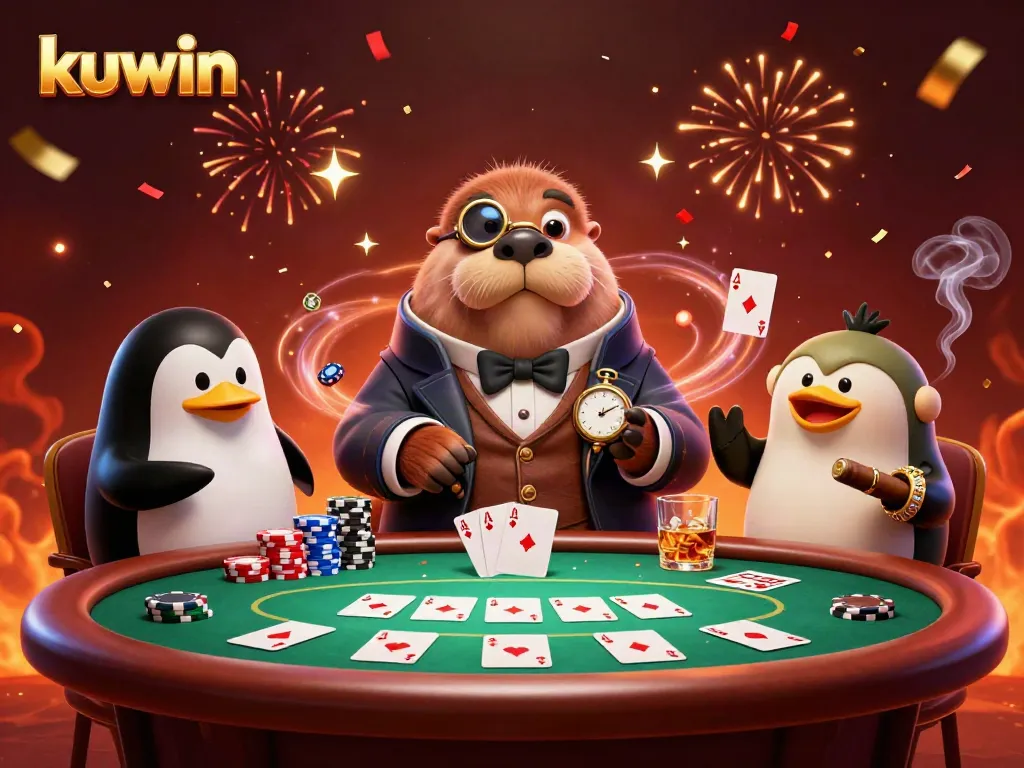 Engage in thrilling poker at Kuwin's underwater casino, featuring a walrus and unique characters.
