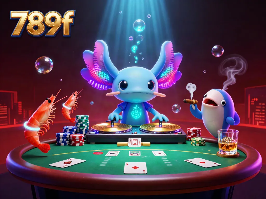 Experience the vibrant energy of 789f poker with neon characters, casino elements, and immersive visuals.