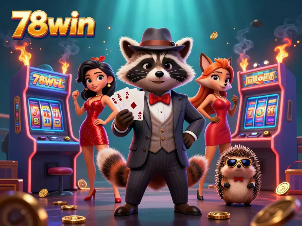 Engage with thrilling casino adventures at 78win while enjoying a vibrant 3D party scene featuring charming characters.