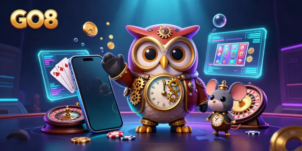 Experience the excitement of GO8 with our vibrant 3D illustration depicting a magical casino adventure.
