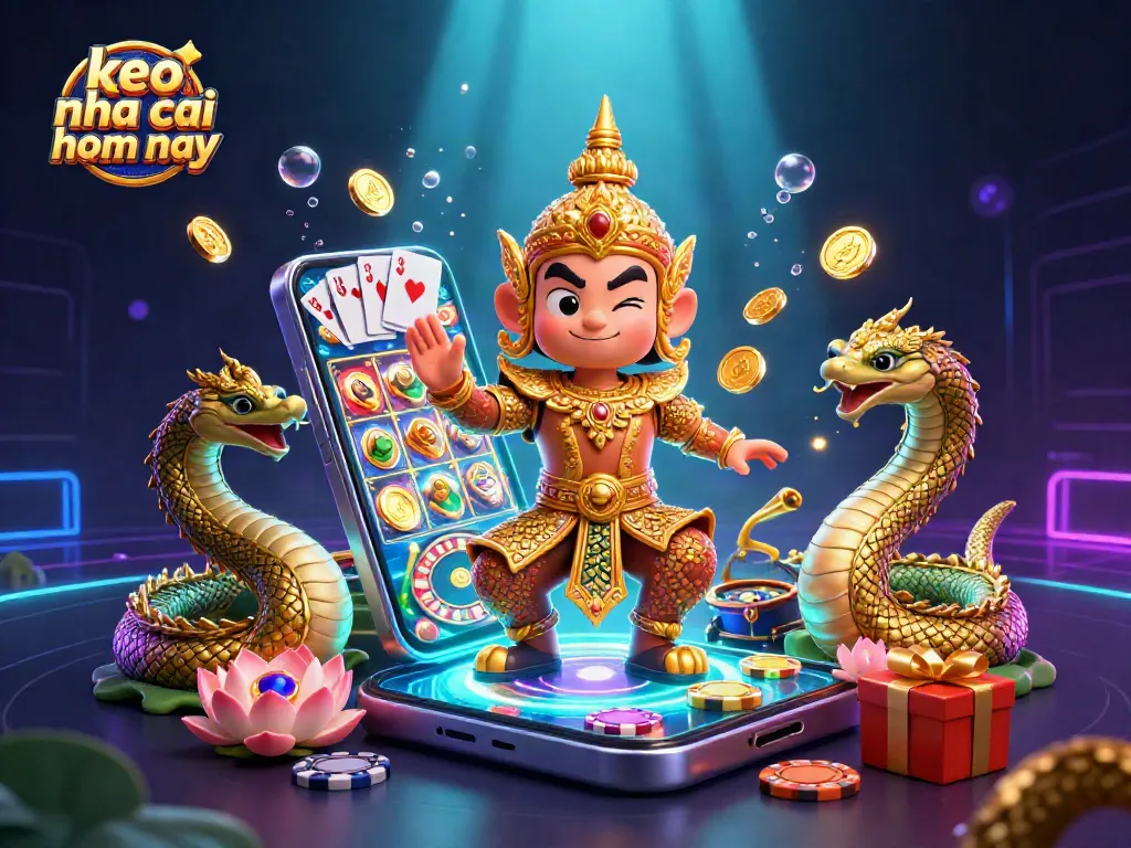 Bet on today's best odds with keo nha cai hom nay, showcasing a vibrant 3D gambling scene.